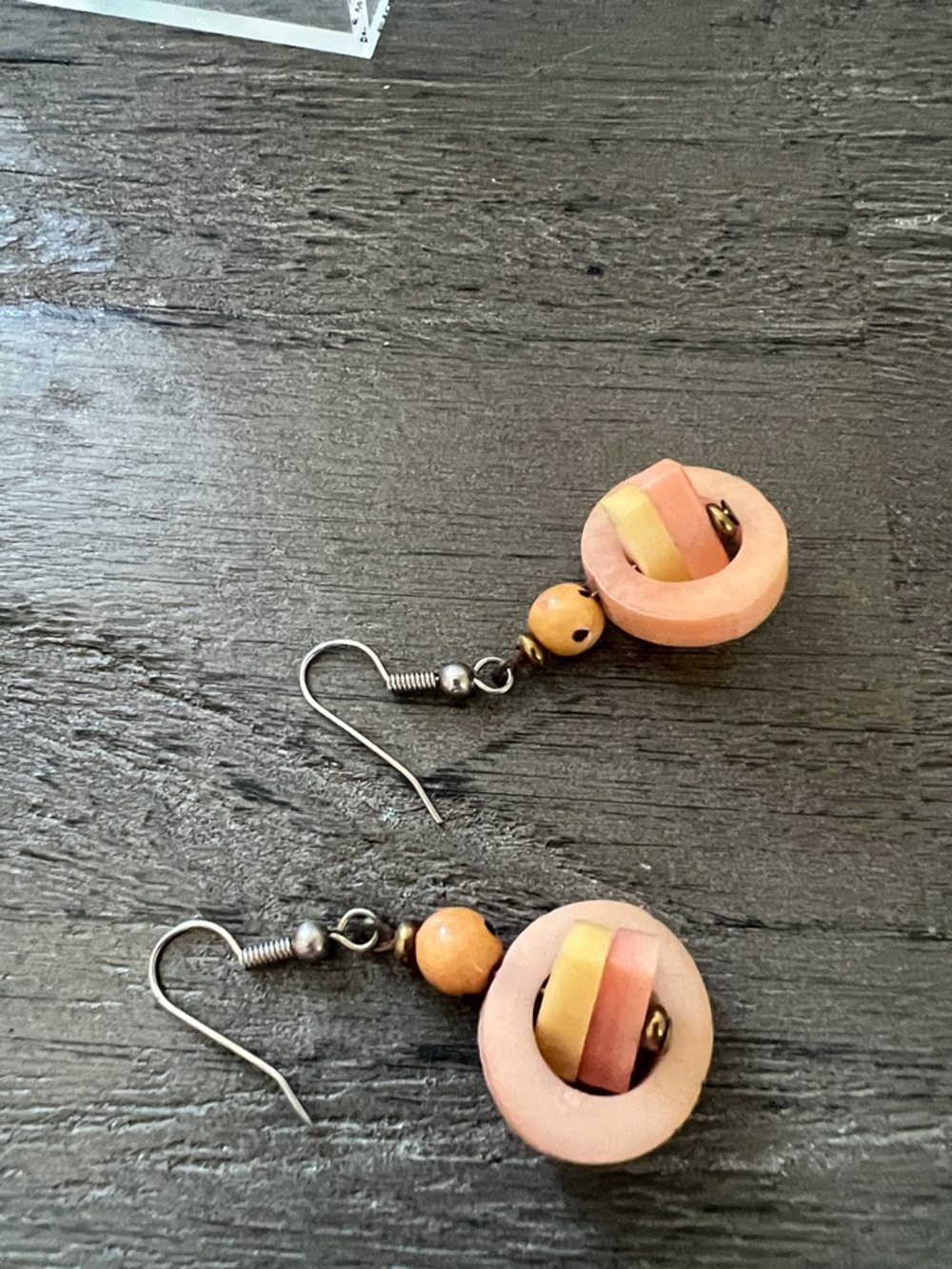 Super Cute Pink and Peach Button Drop Earrings - Women Jewelry